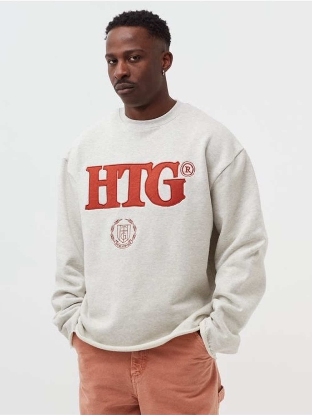 HTG Men’s Crewneck Sweater - Light Gray Size Medium